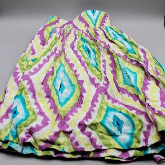 Aéropostale Mini Skater Skirt Green Blue Purple Aztec Elastic Waist Size XS - Picture 4 of 7